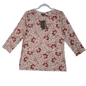 New Style & Co Blouse Women Large Shirt‎ Pull Over Flower Stretch Boho